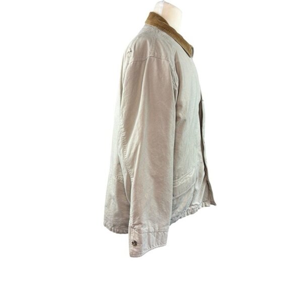 *Eddie Bauer Barn Jacket Mens L Tan Chore Coat Flannel Lined Button Cabincore - Picture 5 of 11